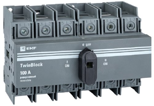 Рубильник реверсивный EKF PROxima TwinBlock 3п 100А с ручкой картинка